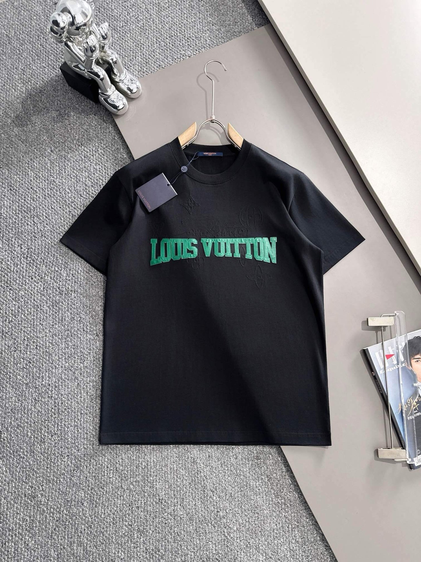 Green Embroidered Letter T-Shirt