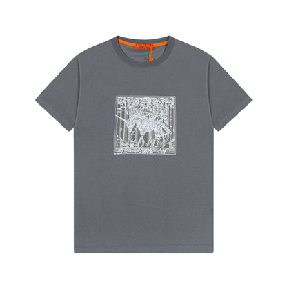 Camiseta bordada con caballo exquisito