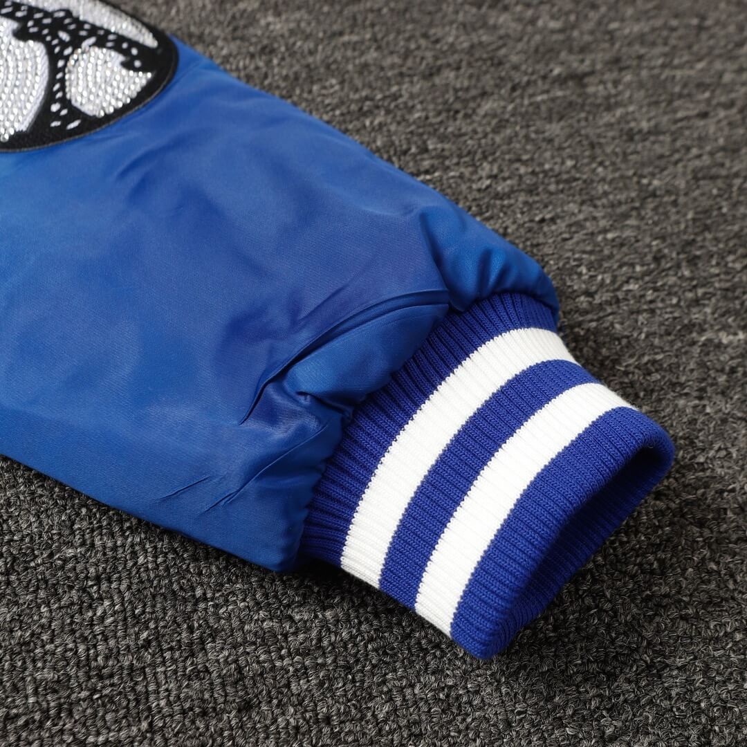 Veste de baseball bleue à strass