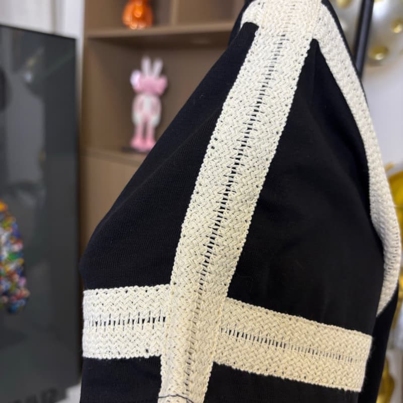 Tshirt with Ribbon Trim and Chest Embroidery
