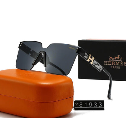 Gafas de sol de estilo casual, sin marco y con patillas brillantes