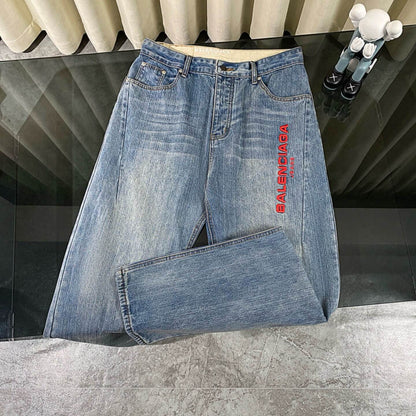 Red Embroidered Jeans