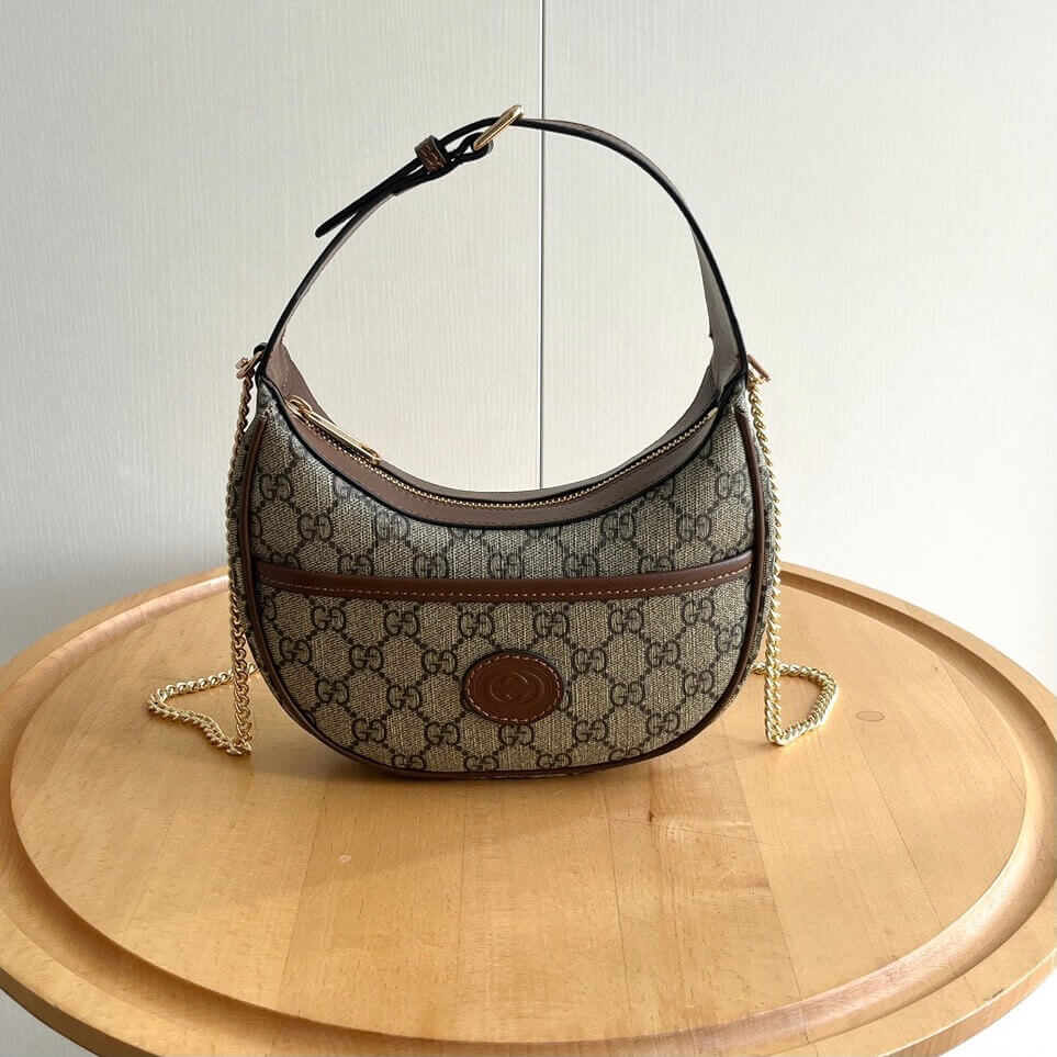 Bolso de hombro vintage de mano en forma de media luna
