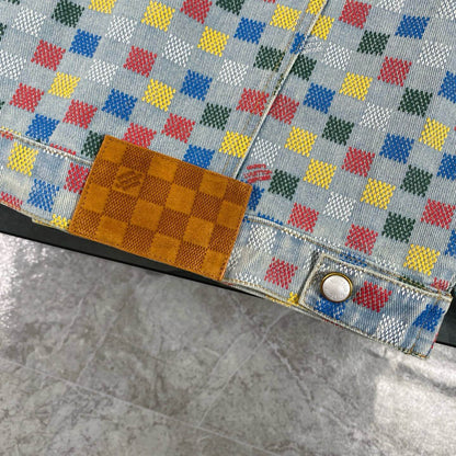 Pixel Checkerboard Denim Jacket