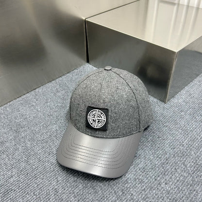 Gorra de béisbol con patchwork de mezcla de lana