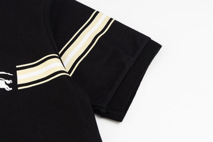 Camiseta polo con bordado de caballo de guerra a rayas