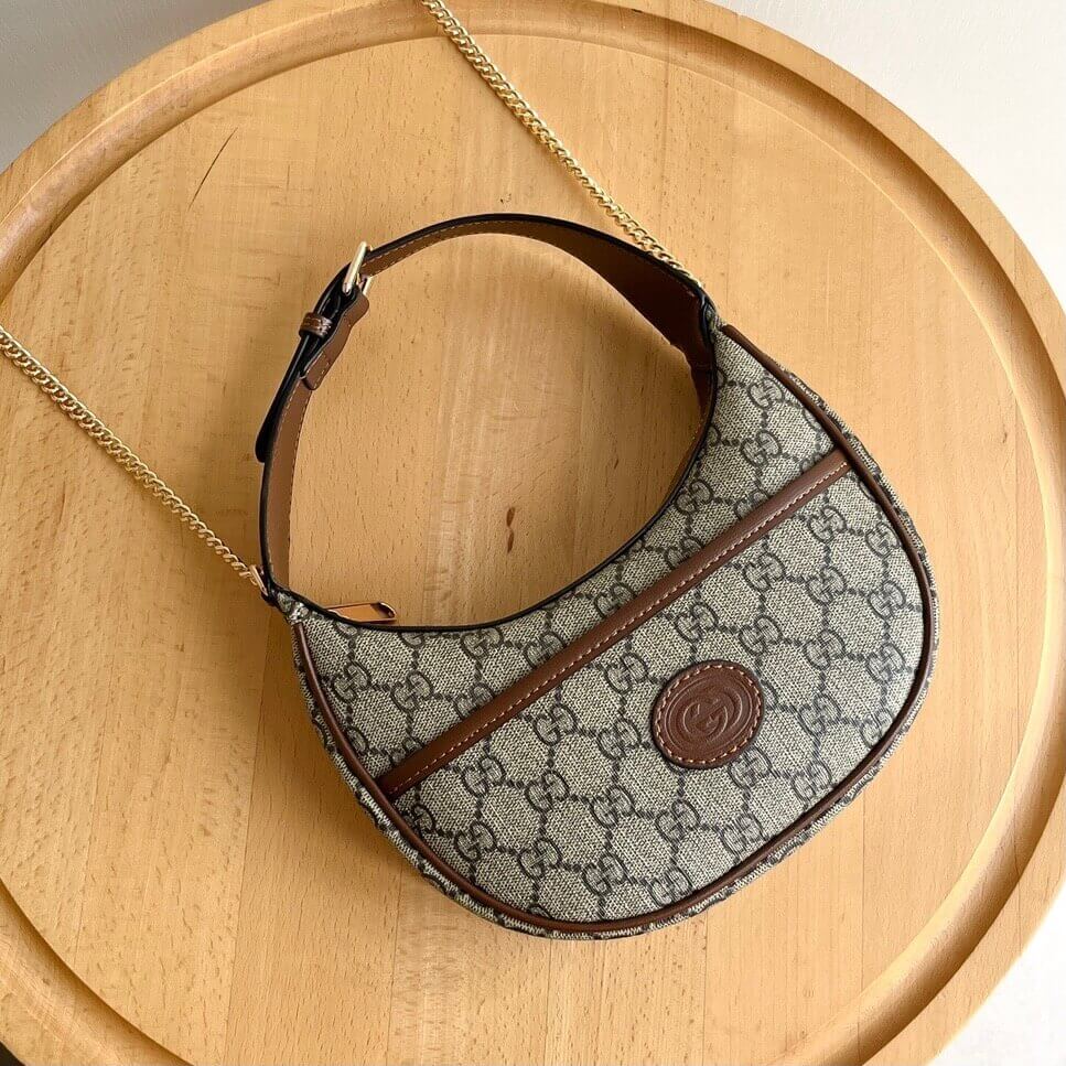 Bolso de hombro vintage de mano en forma de media luna