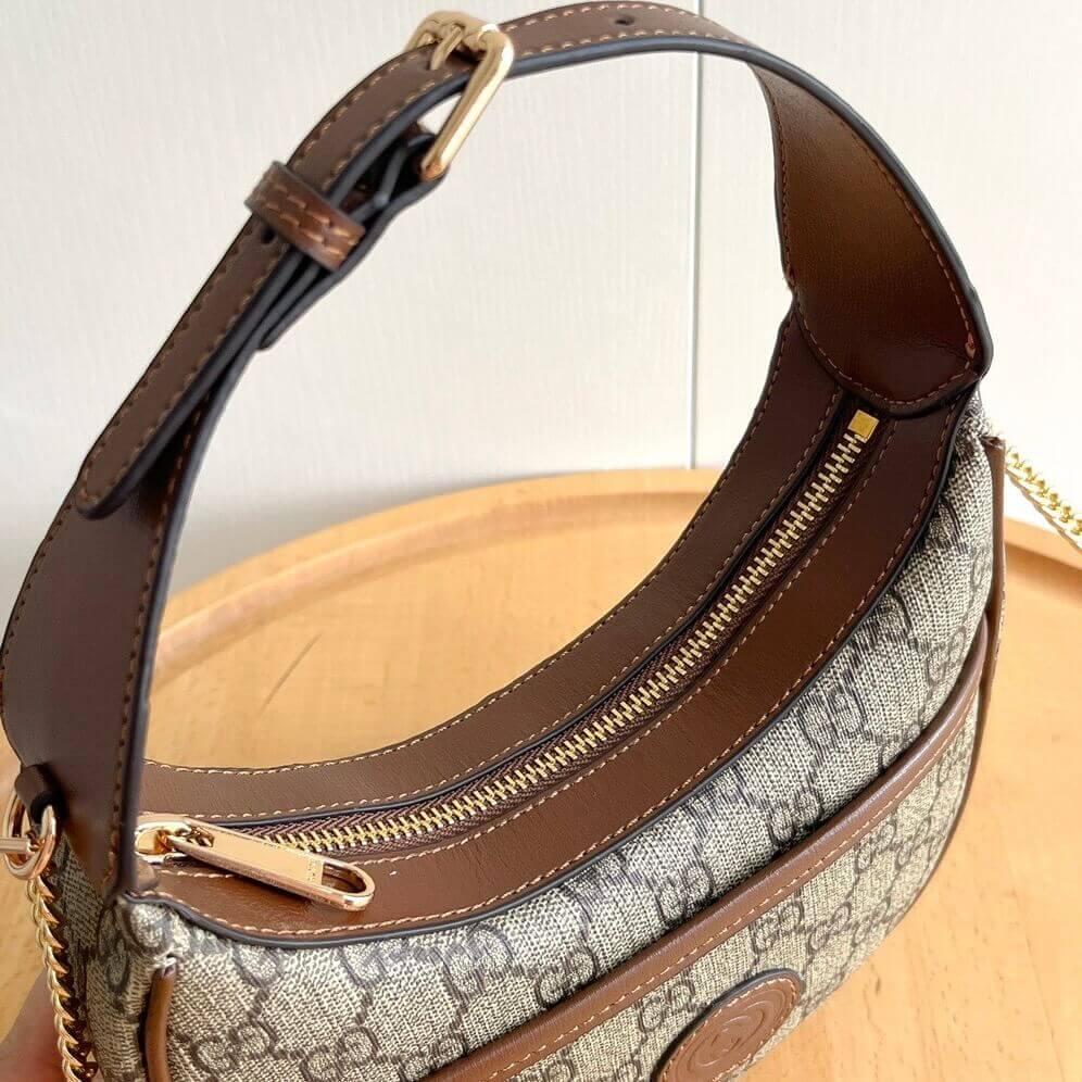 Bolso de hombro vintage de mano en forma de media luna