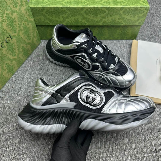 Black And Sliver Classical Embroidery Sneaker