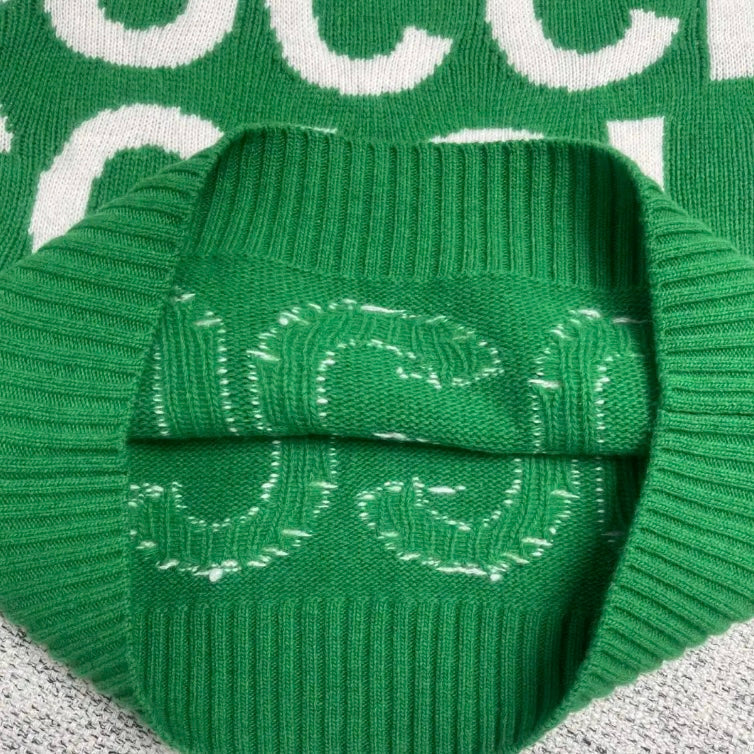 Pull vert classique à imprimé intégral
