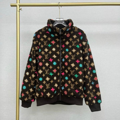 Chaqueta de piel de oveja con estampado integral
