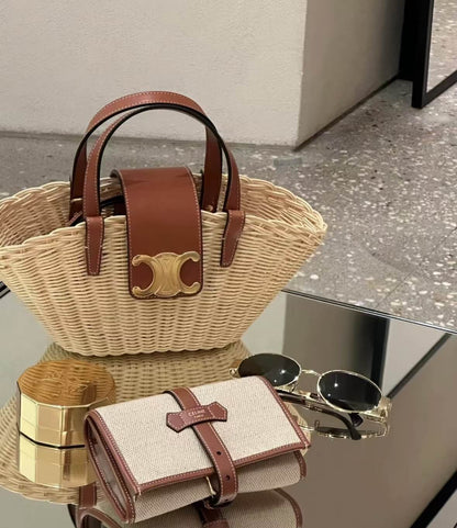 Bolso de hombro de bambú estilo resort