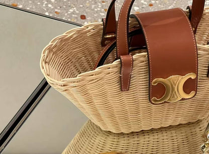 Bolso de hombro de bambú estilo resort