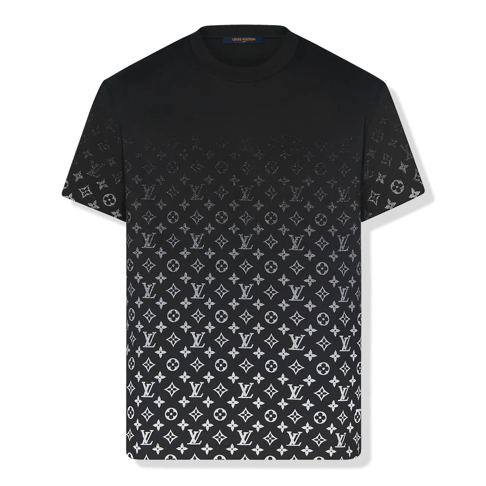 CAMISETA BLANCA Y NEGRA CON DEGRADADO Y MONOGRAMA 