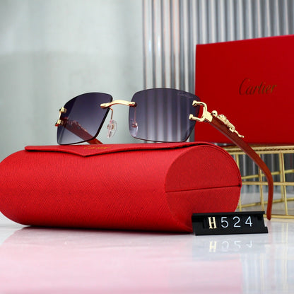 Gafas de sol vintage sin marco con estampado de leopardo