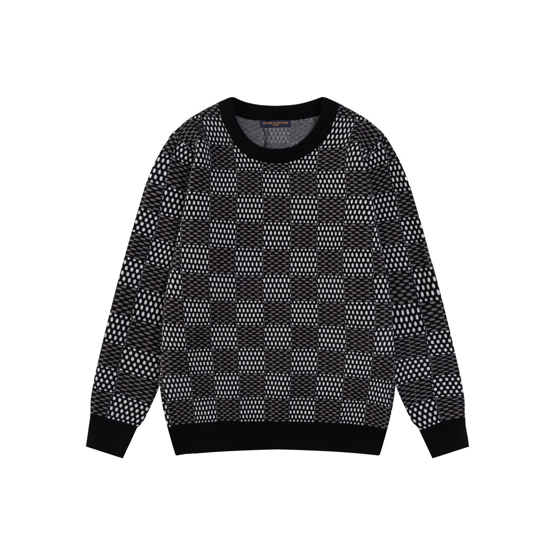 Sweat-shirt artisanal en jacquard à damier