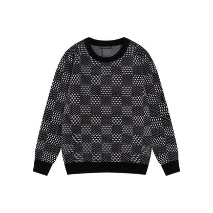 Sweat-shirt artisanal en jacquard à damier