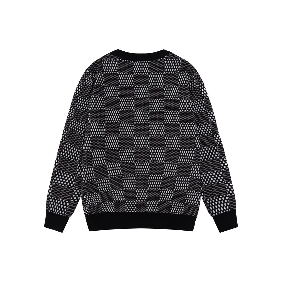 Sweat-shirt artisanal en jacquard à damier