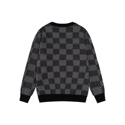 Sweat-shirt artisanal en jacquard à damier