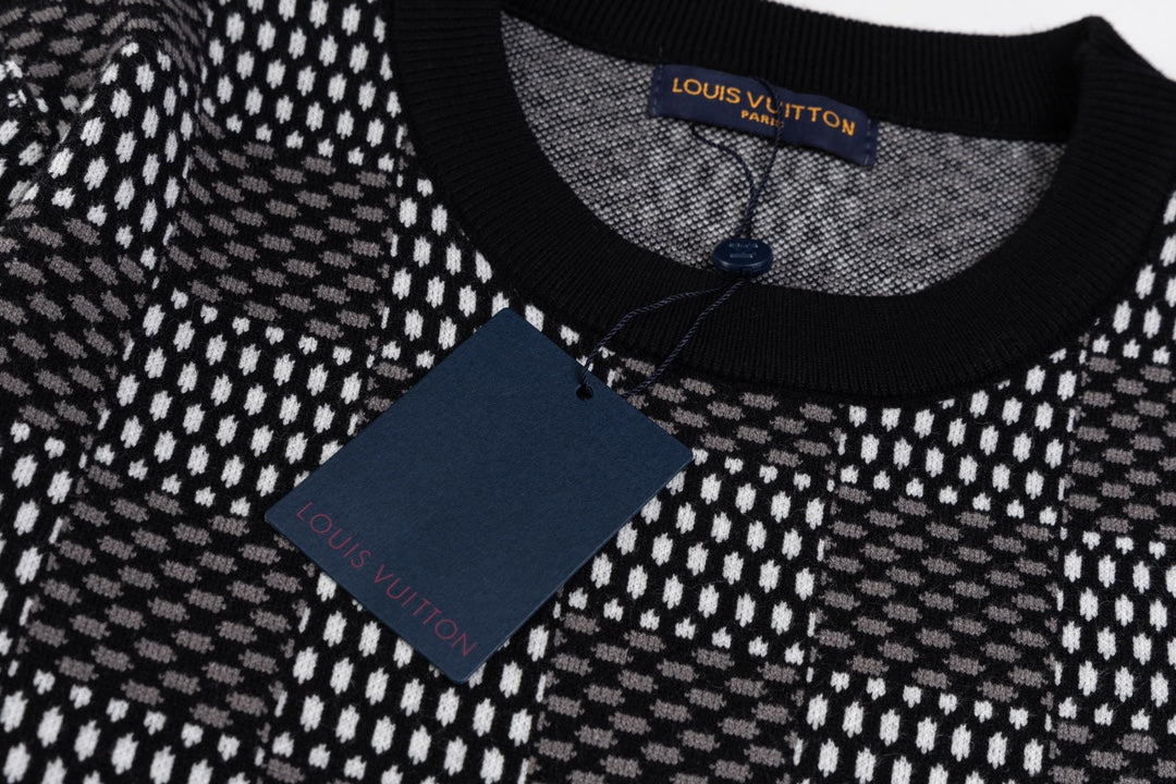 Sweat-shirt artisanal en jacquard à damier
