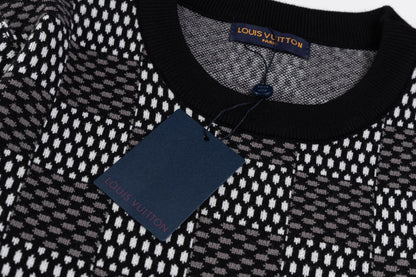 Sweat-shirt artisanal en jacquard à damier