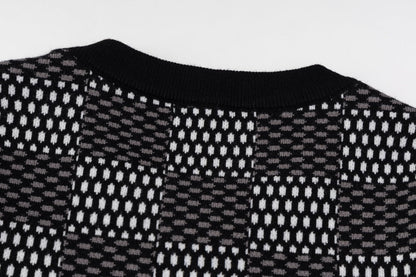Sweat-shirt artisanal en jacquard à damier