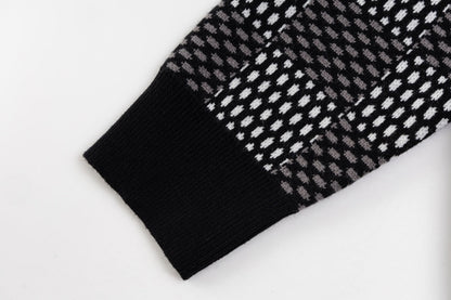 Sweat-shirt artisanal en jacquard à damier