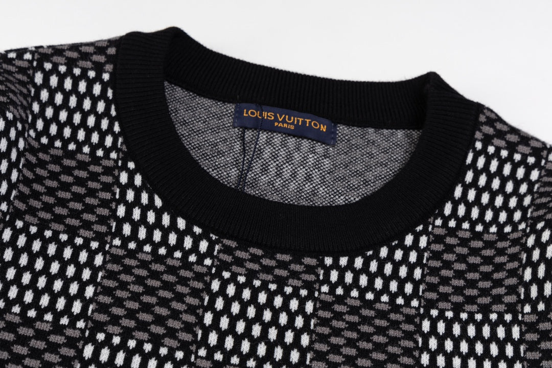 Sweat-shirt artisanal en jacquard à damier