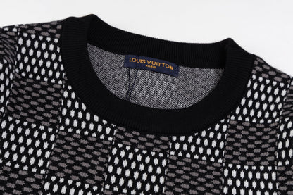 Sweat-shirt artisanal en jacquard à damier